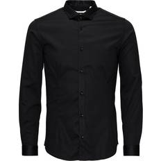 Herren - Schwarz Hemden Jack & Jones Super Slim Shirt - Black/Black