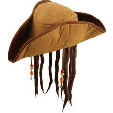 Hüte Smiffys Pirate Hat, Brown with Hair Dreadlocks