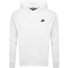 White - Women Sweaters Nike Sportswear Club Fleece Pullover Hoodie - White/Black
