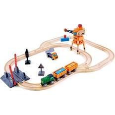 Hape Toy Trains Hape Crossing & Crane Set