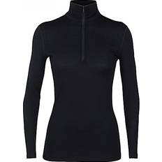 Svarte Superundertøy Icebreaker Merino 200 Oasis Long Sleeve Half Zip Thermal Top Women - Black