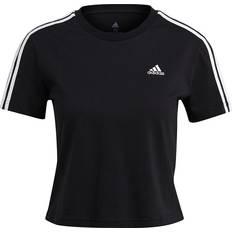 Adidas Dame T-skjorter & Singleter adidas Essentials Loose 3-Stripes Crop Top - Black/White