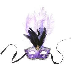 Damen Masken Smiffys Venetian Colombina Eyemask with Multicolour Plume