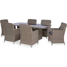 Rattan garden table and 6 chairs Patio Furniture vidaXL 3057796 Patio Dining Set, 1 Table inkcl. 6 Chairs