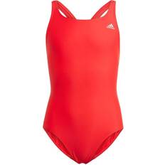 adidas Girl's Solid Fitness Swimsuit - Vivid Red/White (GQ1145)