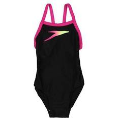 Polyamid Badedrakter Speedo Placement Thinstrap Muscleback Swimsuit - Black/Pink/Yellow (809533C756)