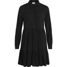 Vila Long Sleeved Shirt Dress - Black