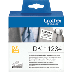 Brother Adhesive Visitor Badge Label Roll Black on White