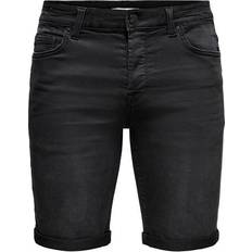 Only & Sons Life Reg Jog Denim Shorts - Black/Black Denim