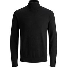 Herre - Pologensere Jack & Jones Roll Collar Decorated Knitted Sweater - Black