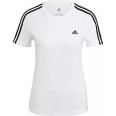 Damen - Weiß T-Shirts & Tanktops adidas Women's Loungewear Essentials Slim 3-Stripes T-shirt - White/Black