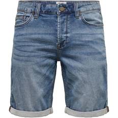 Herren Shorts Only & Sons Ply Life Jog Denim Shorts - Blue/Blue Denim