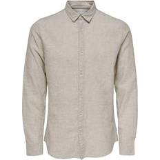 Lin Skjorter Only & Sons Solid Long Sleeved Shirt - Grey/Chinchilla