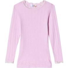 Rosa T-skjorter Joha Silk Wool T-shirt with Lace - Pink (16490-197-350)