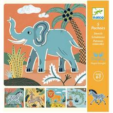 Elefanter Hobbybokser Djeco Cartoon Templates Wild Animals 5pcs
