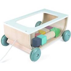 Janod Lauflernwagen Janod Sweet Cocoon Pull Along with Building Blocks