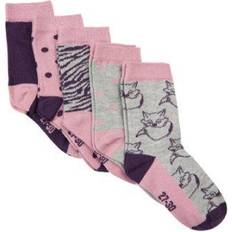 Zebramuster Kinderbekleidung Minymo Socks 5-pack - Dusky Orchid (5079 660)