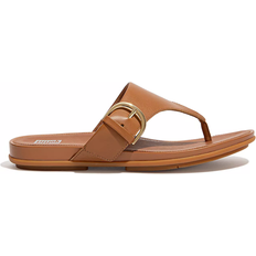 Fitflop Gracie Buckle Leather Toe-Post - Light Tan