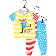 Elastan Pysjamaser Pippi Glee Short Sleeve Pyjamas - Yellow/Red/Blue