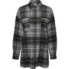 Viskose Hemden Noisy May Loose Fit Shirt - Black/Checks Bw/Grey