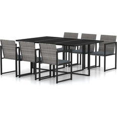 Rattan garden table and 6 chairs Patio Furniture vidaXL 313118 Patio Dining Set, 1 Table inkcl. 6 Chairs