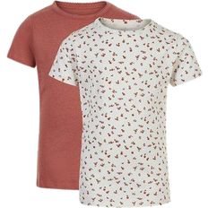 Blumen Oberteile Minymo Basic T-shirt 2-Pack - Canyon Rose/White (3933-411)