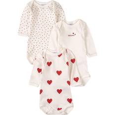 Petit Bateau Babies Heart Pattern Organic Cotton Bodysuit 3-pack - Variante 1 (A00BC00000)