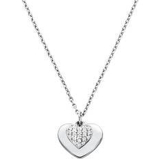 Michael Kors Precious Pavé Heart Necklace - Silver/Transparent