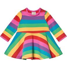 0-1M Kleider Frugi Sofia Skater Dress - Foxglove Rainbow Stripe