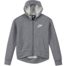 Lange Ärmel Oberteile Nike Older Kid's Sportswear Club Fleece Full Zip Hoodie - Carbon Heather/White (DC7118-091)