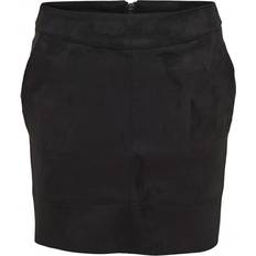 Only Polyester Skjørt Only Imitated Leather Skirt - Black