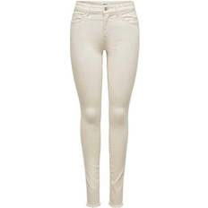 Damen - XL Jeans Only Blush Life Mid Waist Skinny Ankle Jeans - Ecru