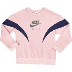 Nike Girl's Air French Terry Sweatshirt - Pink Glaze/Midnight Navy (DD7135-630)