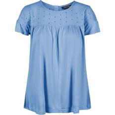 Blau - T-Shirt-Kleider Regatta Abitha Short Sleeved Broiderie T-shirt - Blueskies