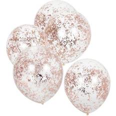 Ginger Ray Latex Ballons Mix It Up Foil Confetti Transparent/Rose Gold 5-pack