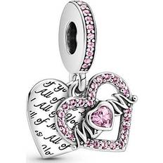 Charms & Pendants Pandora Heart & Mum Dangle Charm - Silver/Pink
