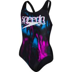 Speedo Girl's Digital Placement Splashback Swimsuit - Black/Blue (807386F993)