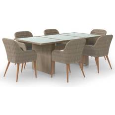 Rattan garden table and 6 chairs Patio Furniture vidaXL 3059484 Patio Dining Set, 1 Table inkcl. 6 Chairs