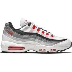Nike Gray - Unisex Sneakers Nike Air Max 95 - Summit White/Off-Noir/Light Smoke Grey/Chile Red