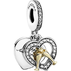 Gold Charms & Anhänger Pandora Two-Tone Happy Anniversary Dangle Charm - Silver/Gold/Transparent