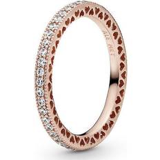 Eternity Rings Pandora Sparkle & Hearts Ring - Rose Gold/Transparent