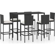 Rattan garden table and 6 chairs Patio Furniture vidaXL 3064834 Outdoor Bar Set, 1 Table inkcl. 6 Chairs