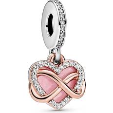 Rose Gold Jewelry Pandora Sparkling Infinity Heart Dangle Charm - Silver/Rose Gold/Pink/Transparent