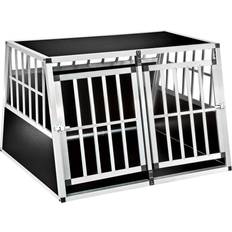 tectake Double Dog Cage with Slanted Back Wall without Partition