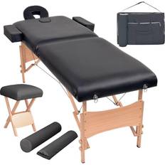 vidaXL Hopfällbar Massagebänk 2 Sektioner och Pall 10cm Set