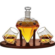 Transparent Whisky-Karaffen MikaMax Deluxe Diamond Decanter Set Whisky-Karaffe 3Stk. 0.85L