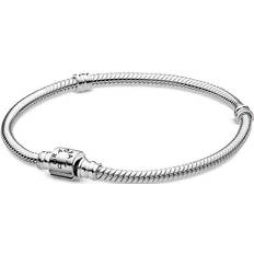 Damen Armbänder Pandora Moments Barrel Clasp Snake Chain Bracelet - Silver