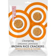 Brød, Kjeks og Knekkebrød Clearspring Organic Japanese Brown Rice Crackers Whole Sesame 40g
