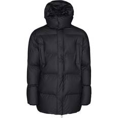 Rains Hooded Puffer Coat - Black