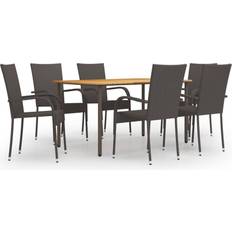 Rattan garden table and 6 chairs vidaXL 3072494 Patio Dining Set, 1 Table incl. 6 Chairs
